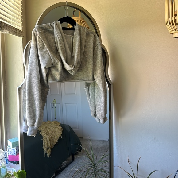 For Love and Lemons Heather Grey Cropped Hoodie - Picture 3 of 3